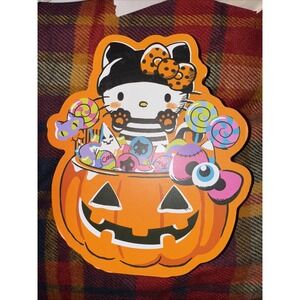 NWT Sanrio Hello Kitty Candy Car Halloween Sign 6.5" x 8" x 1.25" Wooden Plaque